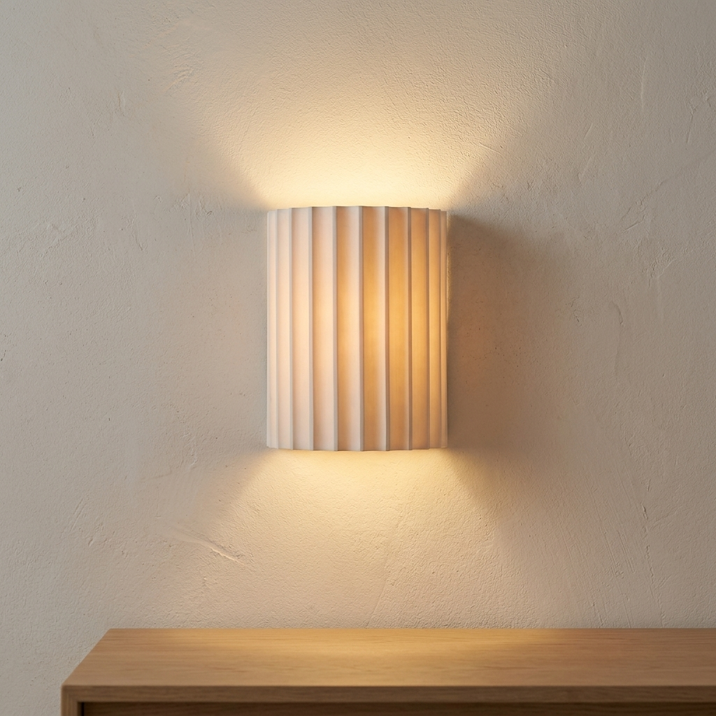 Nordic curved resin wall light, White