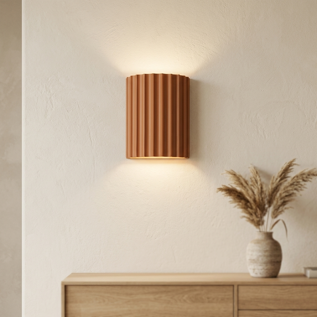 Nordic curved resin wall light, Terracotta
