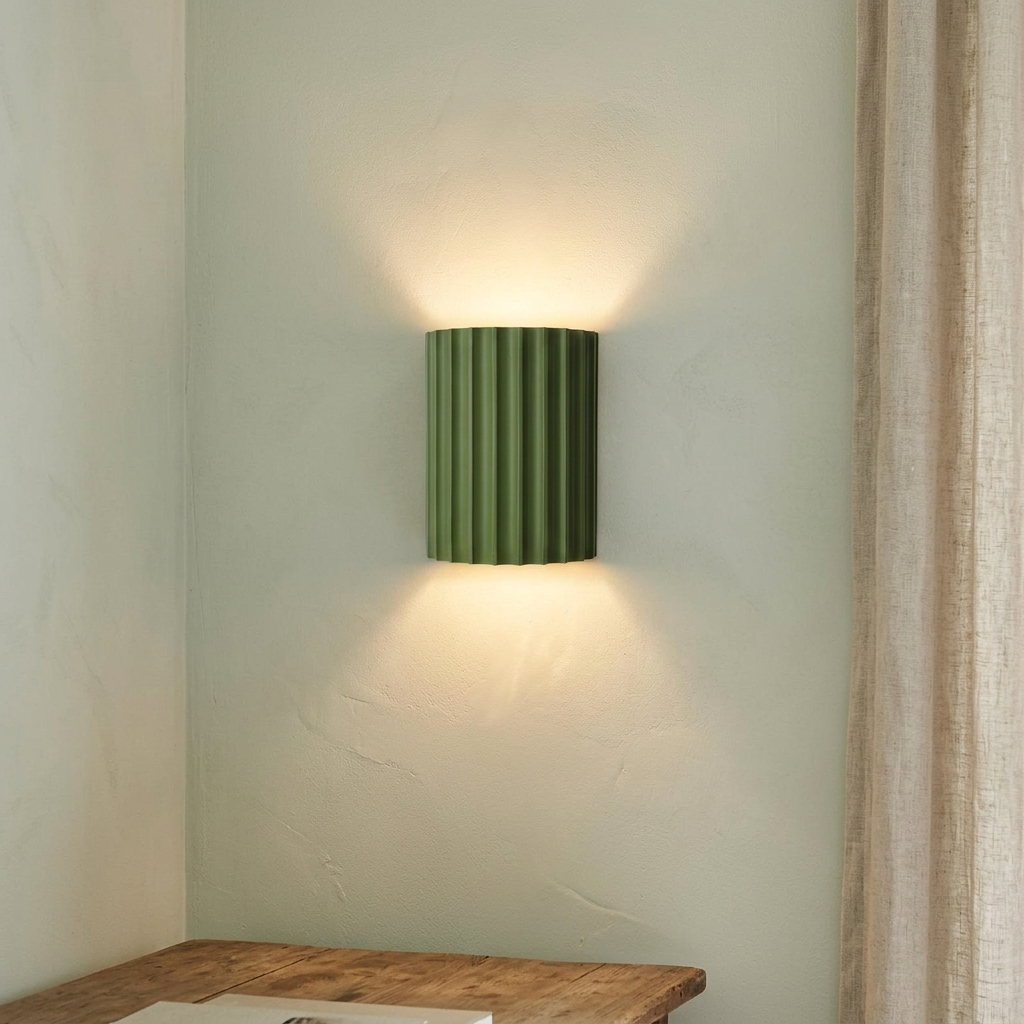 Nordic curved resin wall light, Sage