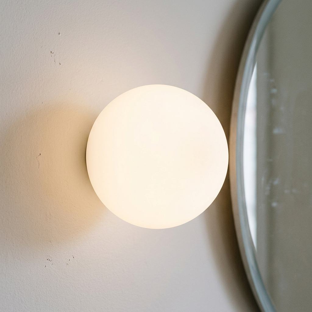 Milky glass globe wall light, frosted glass finish