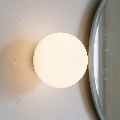 Milky glass globe wall light, frosted glass finish