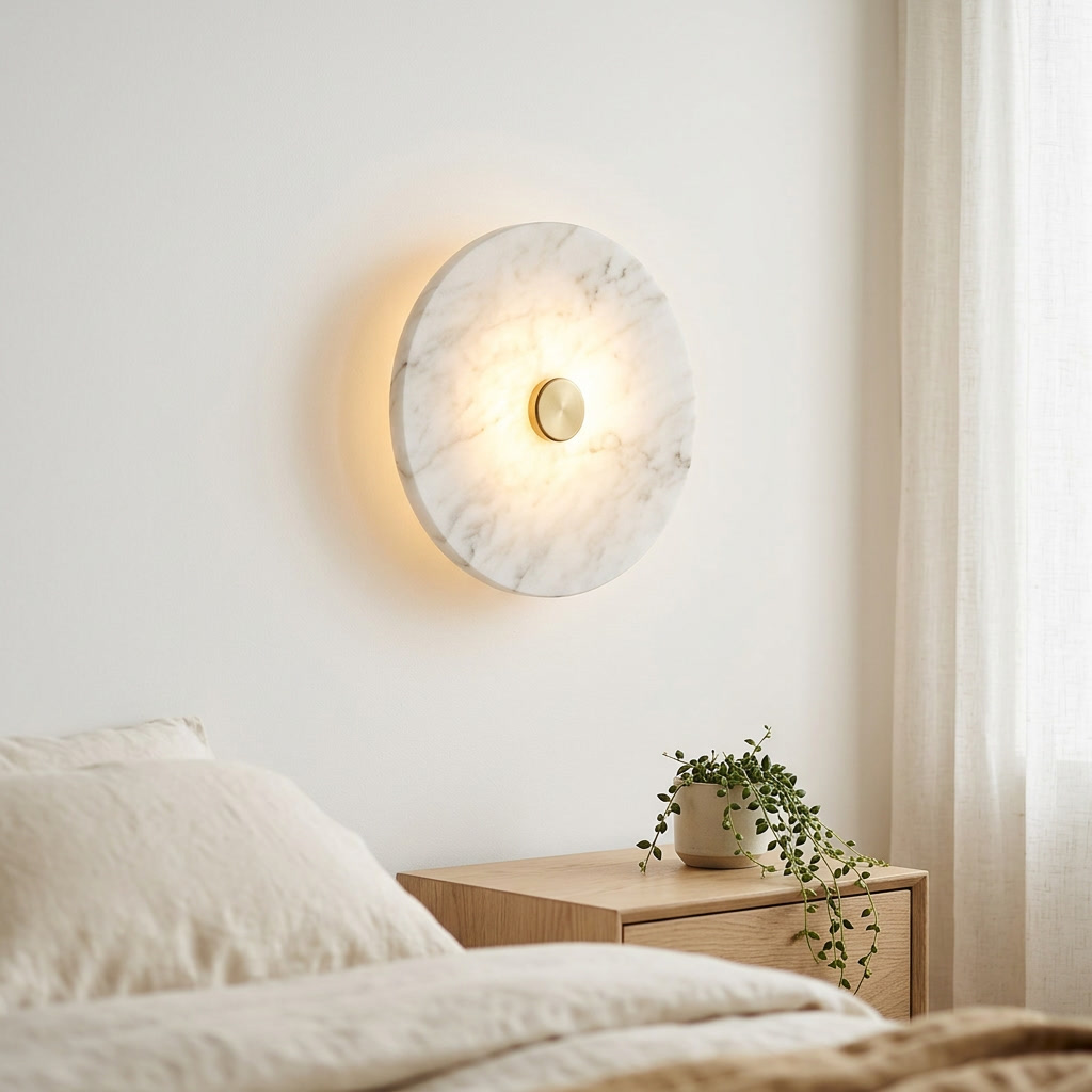 Designer marble wall light, A Form 16cm flat disc