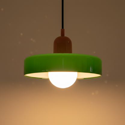 Retro two-tone fluted glass pendant light, Salmon and Green