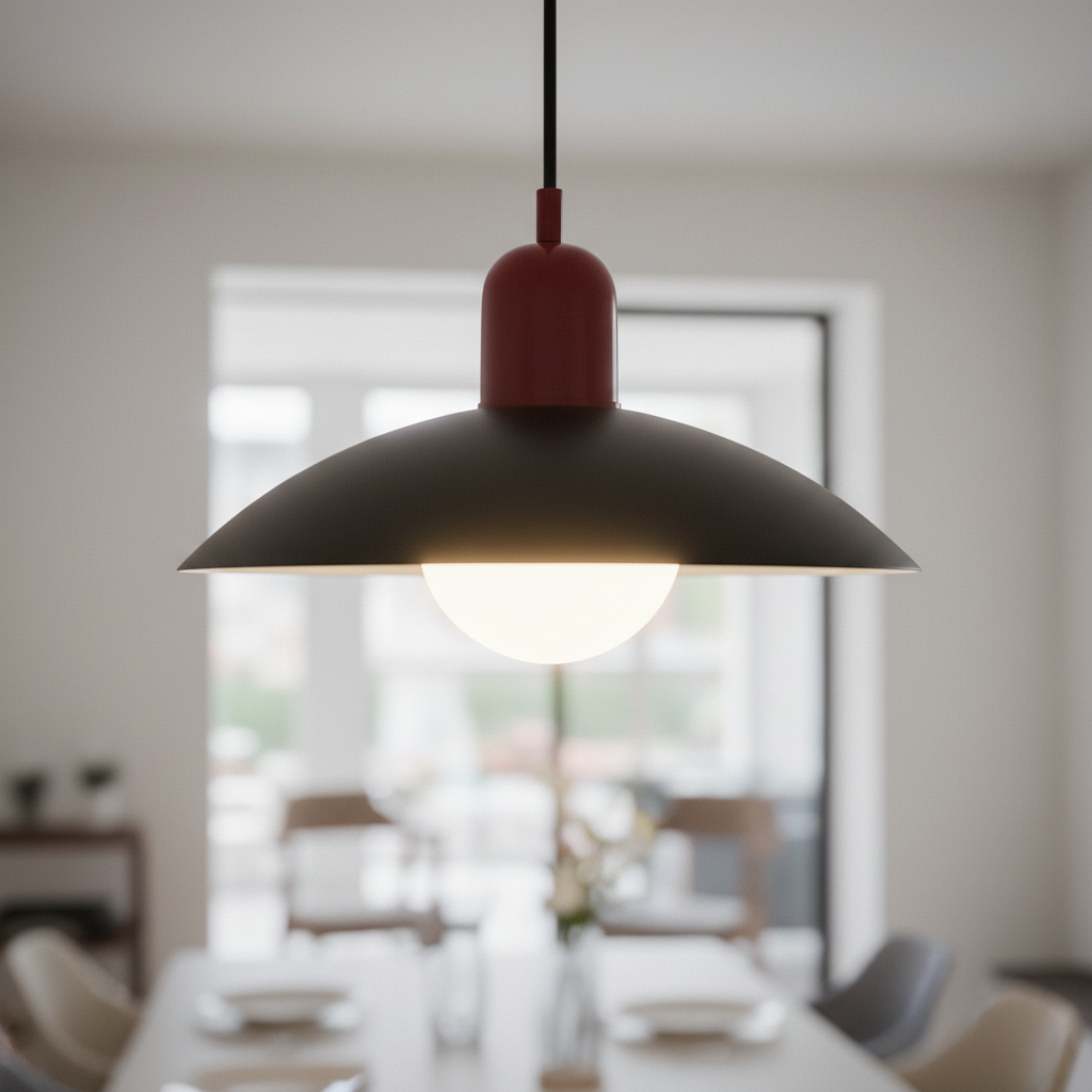 Retro macaron saucer pendant light, Red and Black