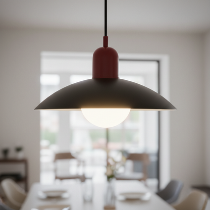 Retro macaron saucer pendant light, Red and Black