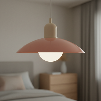 Retro macaron saucer pendant light, Beige and Pink
