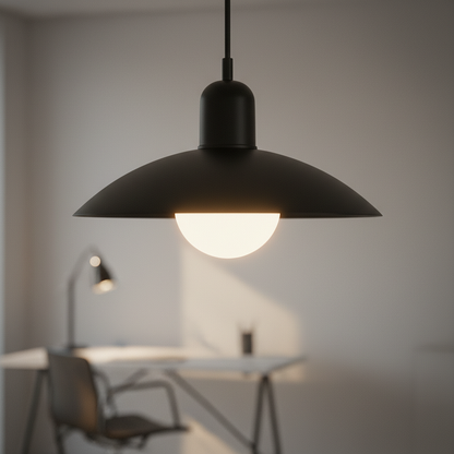 Retro macaron saucer pendant light, All Black