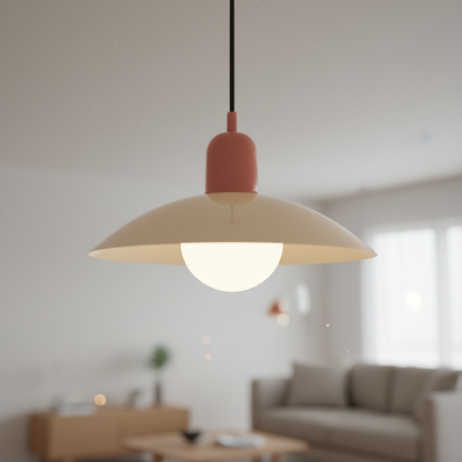 Retro macaron saucer pendant light, Pink and Cream