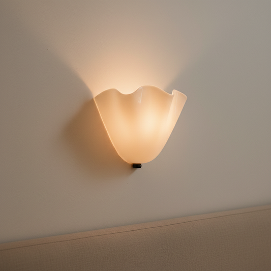 French retro glass plug in wall light, Milky White