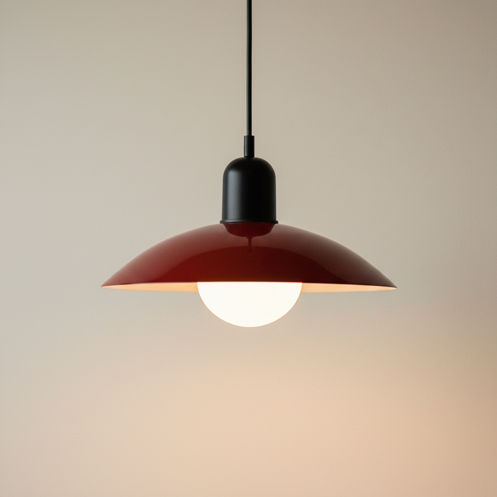 Retro macaron saucer pendant light, Black and Oxblood