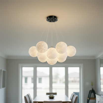 3D moon globe cluster chandelier, Flush mount Black 13 Moons