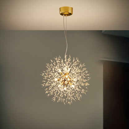 Gold dandelion crystal chandelier, 40cm with 8 lights