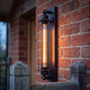 Industrial Wall Light | Vintage Iron Wall Lamp for Covered Porch, Hallway, Kitchen & Bar | Retro E27 Edison Sconce, Black, with or without Bulb