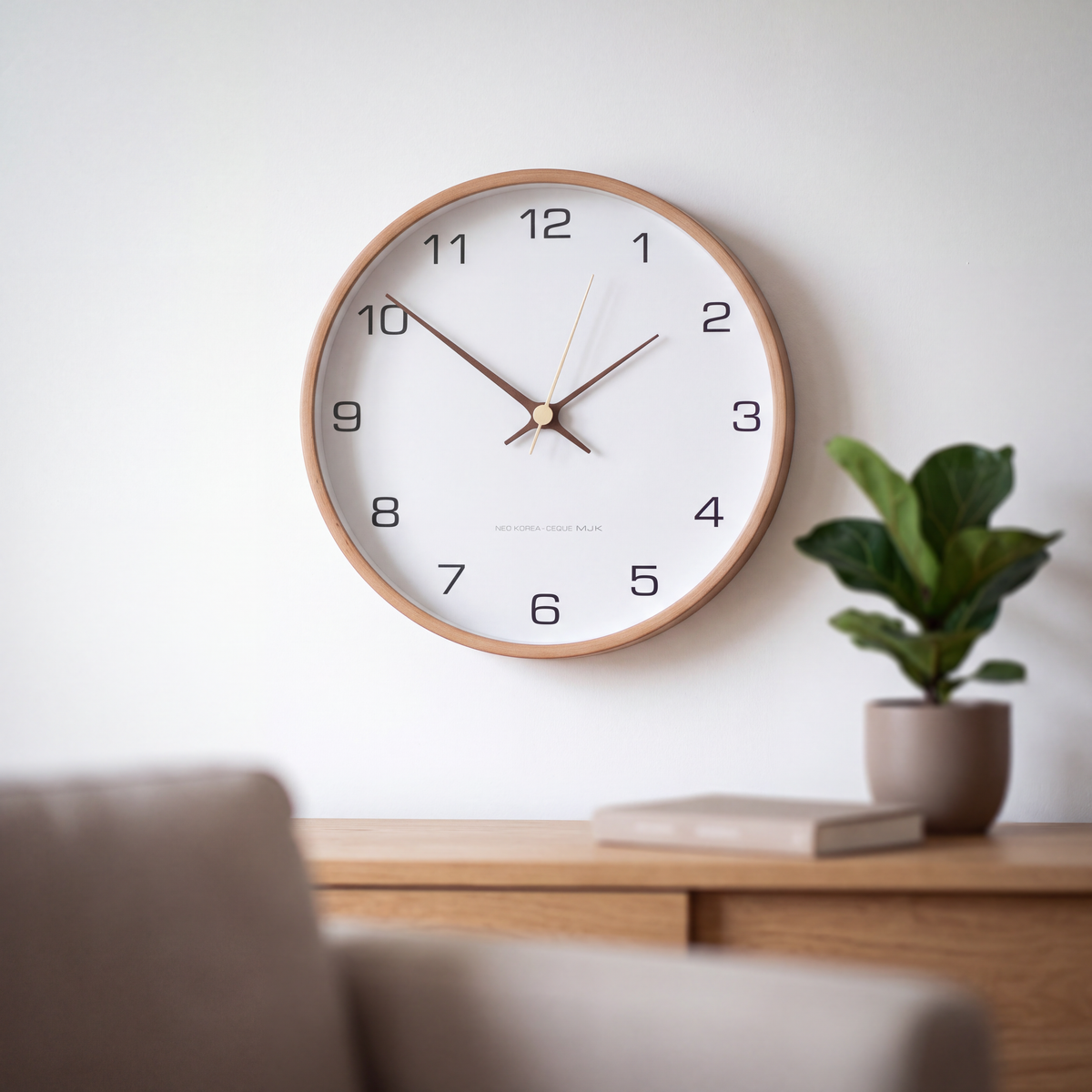 W3IMG-32 Wood Wall Clock — White 35cm