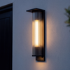 Outdoor Wall Light | Ribbed Glass Cylinder Wall Lamp for Garden, Porch, Patio & Front Door | Solar or Mains, IP54, 30cm or 51cm, Warm White