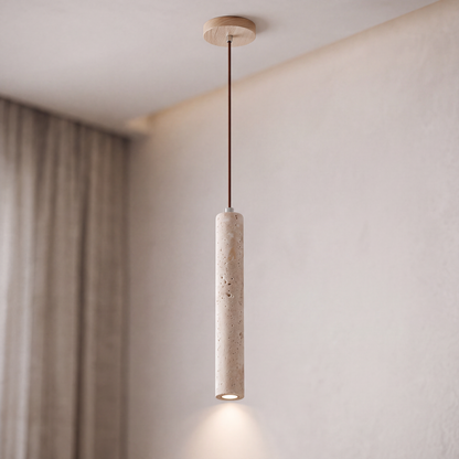 W3IMG-1 Stone Pendant — Single 28cm Natural Wood