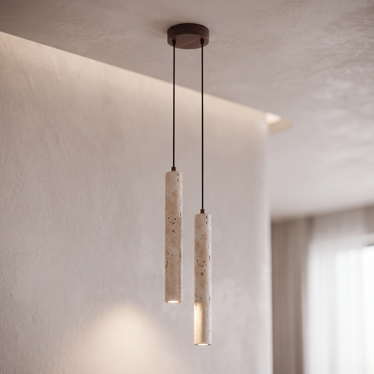 W3IMG-2 Stone Pendant — Double 40cm Walnut