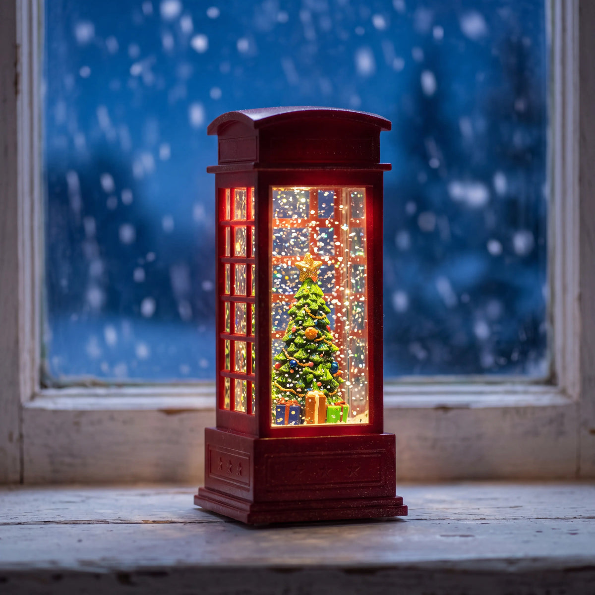 Snow Lantern — Red Phone Box, Tree