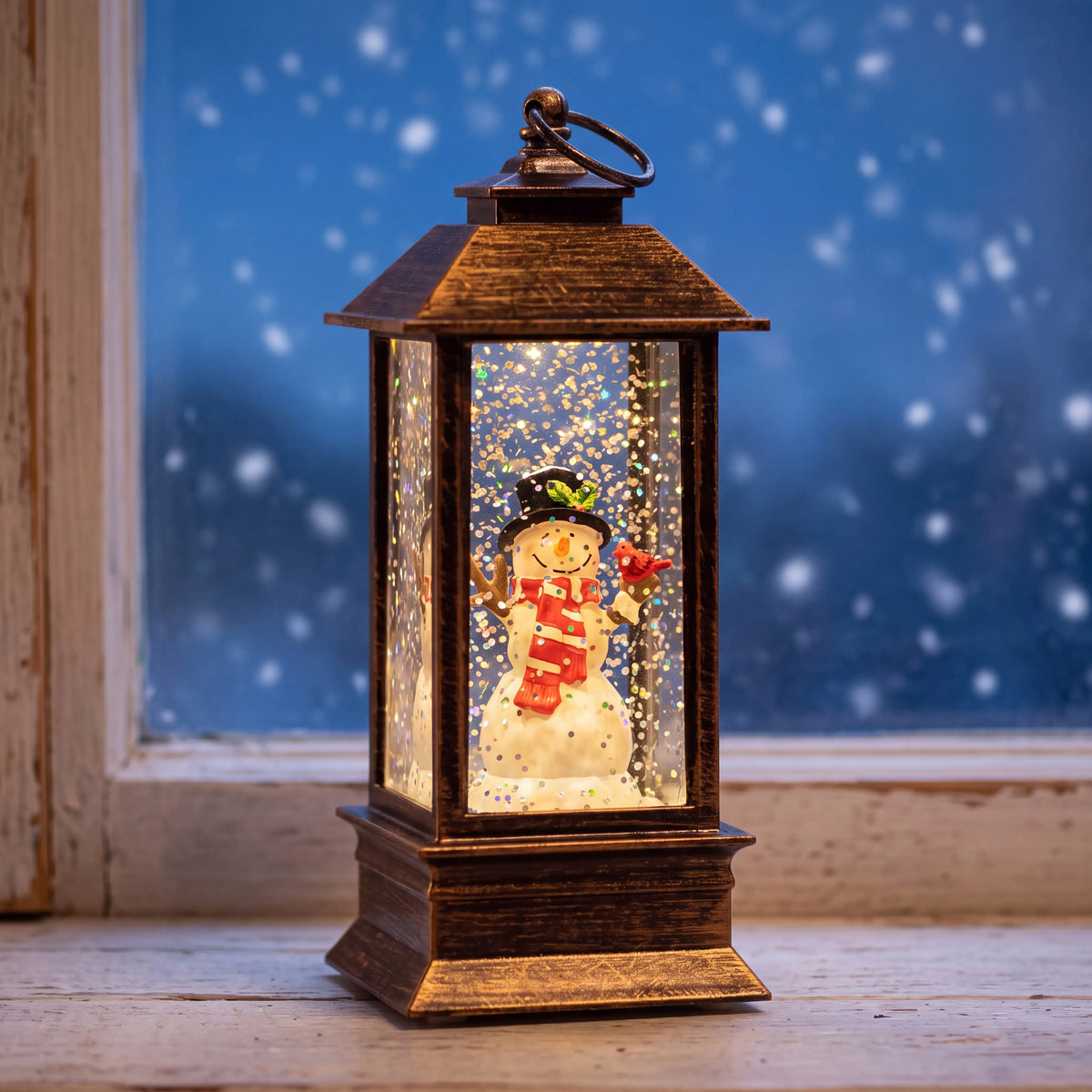 Snow Lantern — Bronze Square, Snowman