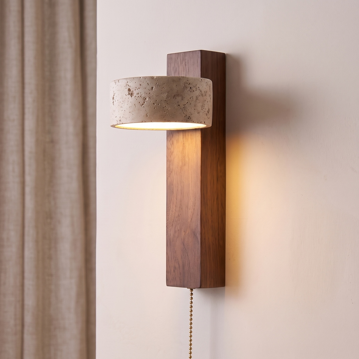 Travertine Wall Lamp — Walnut