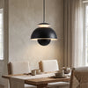 Pendant Light | Bauhaus Metal Bud Lamp for Dining Table, Kitchen & Bedroom | Mid-Century Retro, Black, White, Orange or Green, 3-Colour LED, 25cm