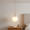 Plug-In Pendant Light | Opal Glass Globe Hanging Lamp with UK Plug for Bedside, Reading Corner & Desk | No Wiring, Single or Double, Gold or Black