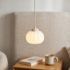 Pendant Light | Pumpkin Ribbed Bedside Lamp for Bedroom, Children's Room & Hallway | Cream, Red, Green, Chrome or Walnut, G9 LED Included, 16cm