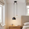 Pendant Light | Two-Light Bedside Lamp with Crystal Drop for Bedroom, Hallway & Stairwell | Black or Gold Metal Dome, G9 + E27, Bulbs Optional, 2m