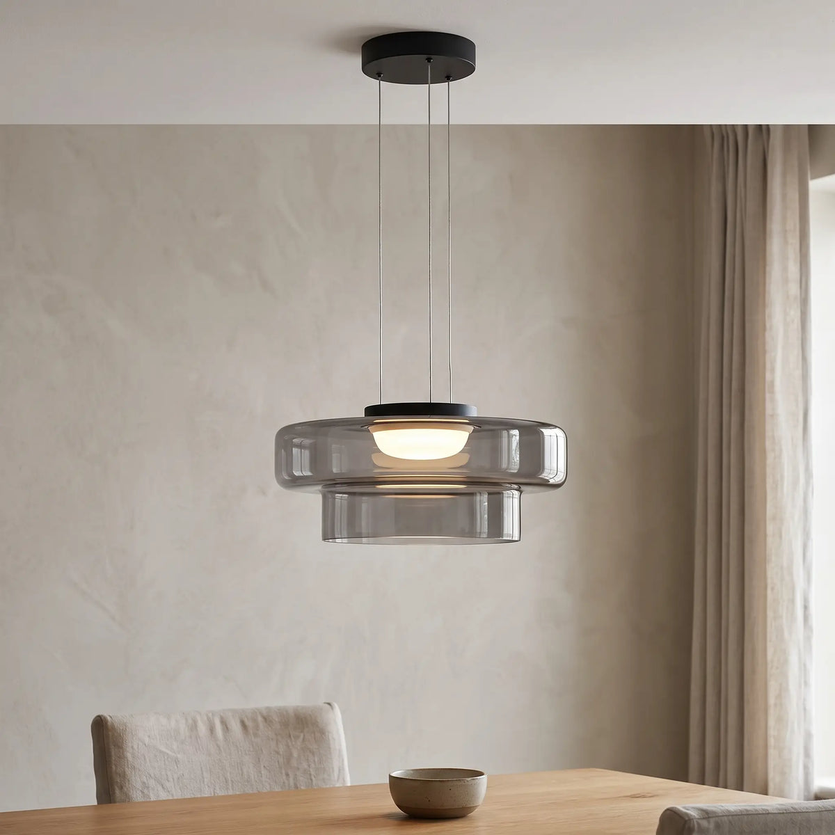 Pendant Light - Smoke Grey – Double Tier 45+35cm - gallery image