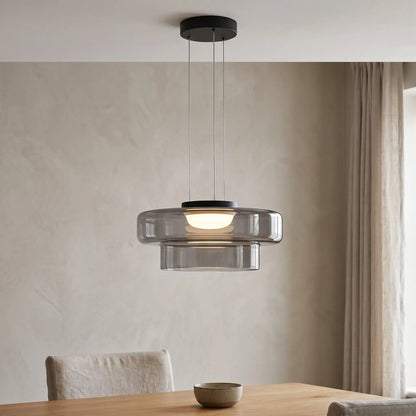 Pendant Light - Smoke Grey – Double Tier 45+35cm - gallery image