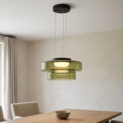 Pendant Light - Green – Double Tier 35+25cm - gallery image