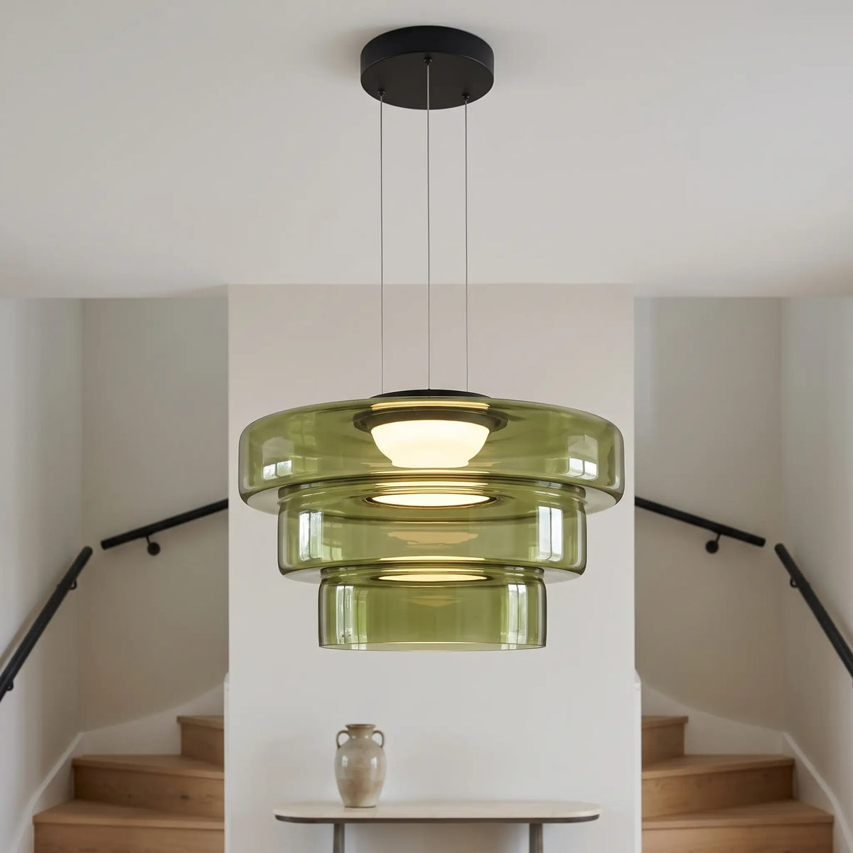 Pendant Light - Green – Triple Tier 45+35+25cm - gallery image