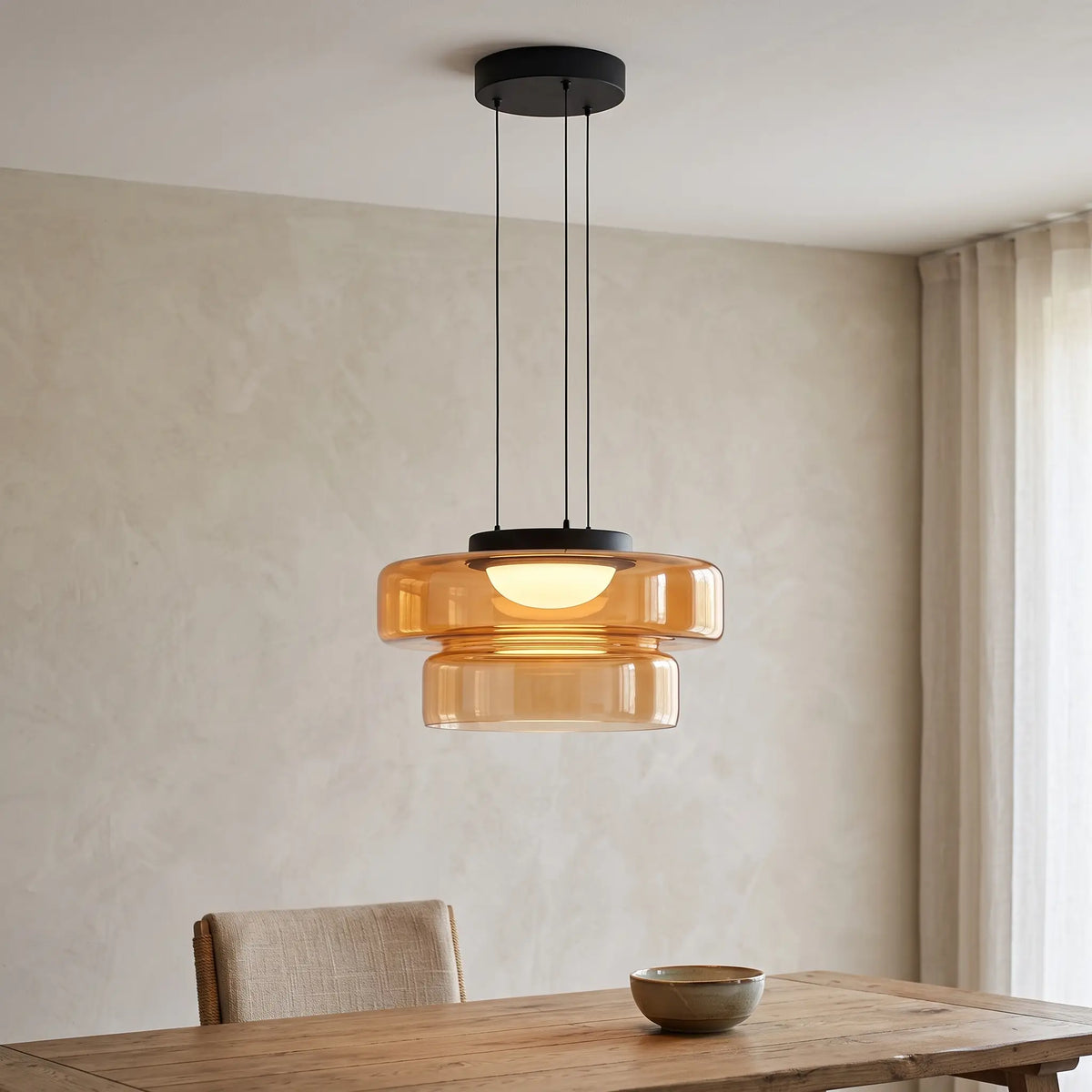 Pendant Light - Amber – Double Tier 35+25cm - gallery image
