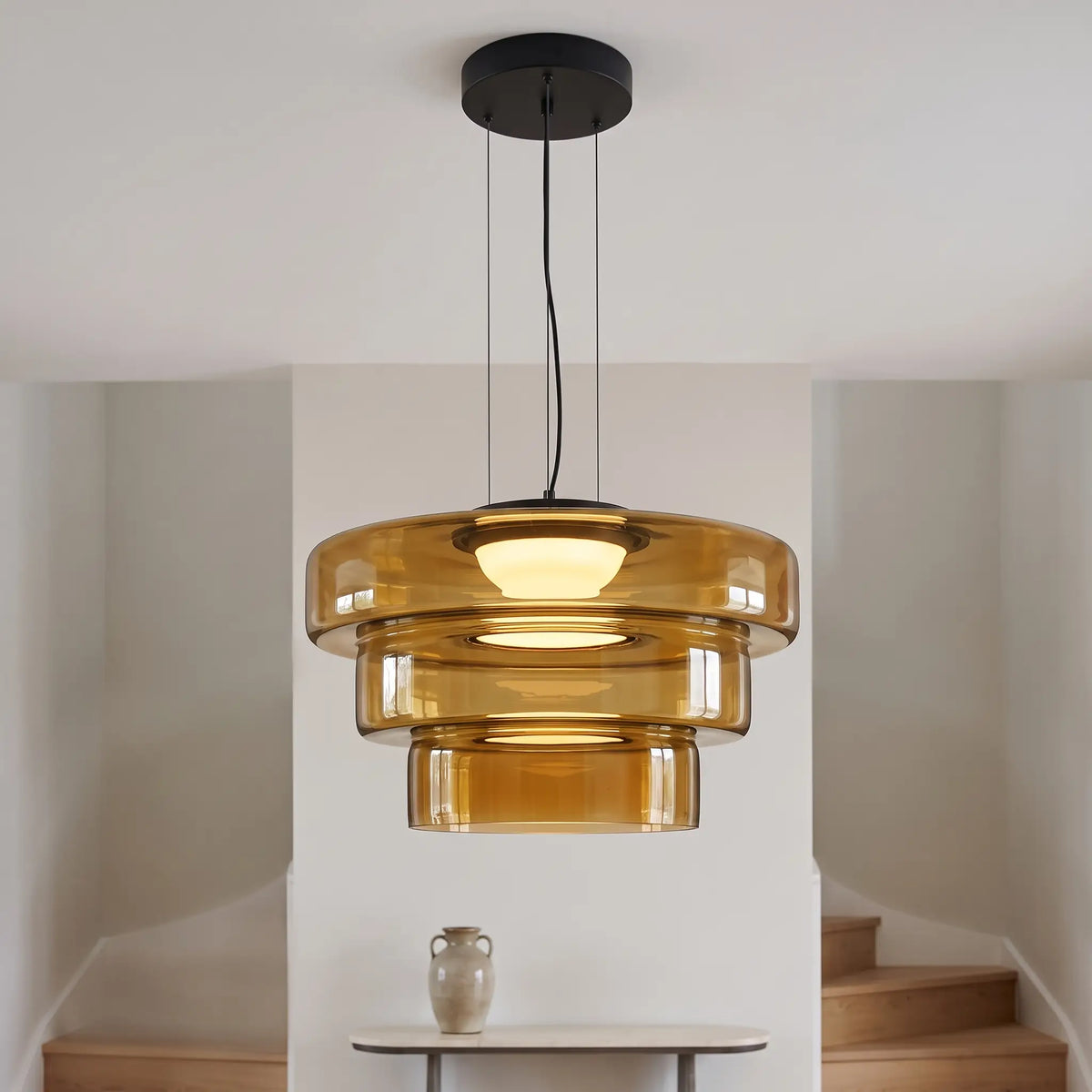Pendant Light - Amber – Triple Tier 45+35+25cm - gallery image