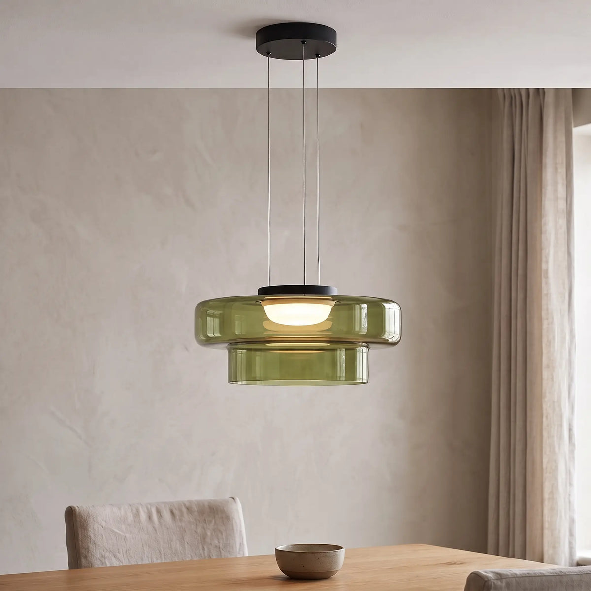 Pendant Light - Green – Double Tier 45+35cm - gallery image