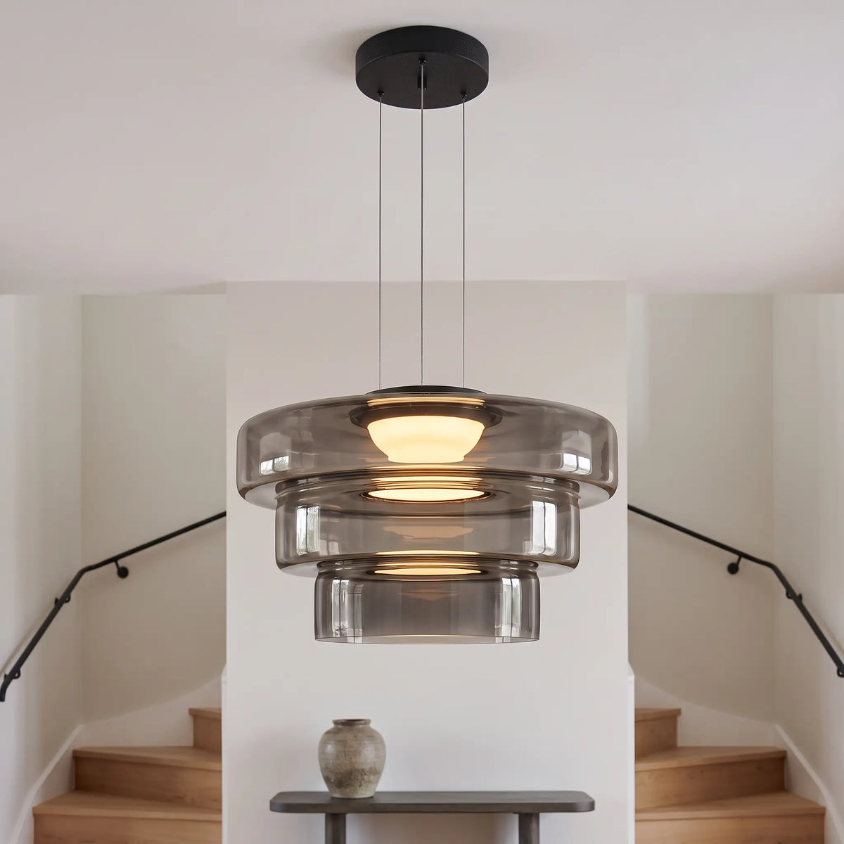 Pendant Light - Smoke Grey – Triple Tier 45+35+25cm - gallery image