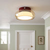 Flush Ceiling Light | Small Amber or Smoke Grey Glass Dome Lamp for Hallway, Landing, Bedroom & Porch | Mid-Century Style, 3-Colour LED, 20cm