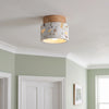 Flush Ceiling Light | Terrazzo & Wood Mini Lamp for Hallway, Landing, Entrance & Wardrobe | Japandi Style, Warm White LED, Oak or Walnut, 12cm or 15cm
