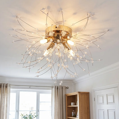 Crystal firework semi flush chandelier – 4 Heads – 40cm – in a living room