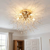 Ceiling Light | Crystal Firework Semi Flush Chandelier for Living Room, Bedroom & Dining | Gold Sputnik, 4 to 8 Heads, Warm or 3-Colour LED, 40–70cm