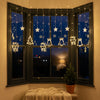 Christmas Window Lights | Reindeer, Star & Bell LED Curtain Lights for Bedroom, Living Room & Party Decor | 138 Warm White LEDs, USB or Battery, 3.5m