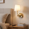 Battery Wall Light | Rechargeable Brass Wall Sconce with Fabric Shade & Remote for Bedside, Bedroom & Living Room | No Wiring, Single or Pair