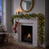 Christmas Garland | Pre-Lit Artificial Cedar Garland with Warm White LED Lights for Fireplace, Mantelpiece, Staircase & Front Door | Battery, 2.7m