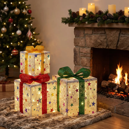 Light up Christmas gift boxes – Silver Stars