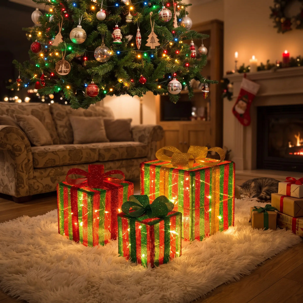 Light up Christmas gift boxes – Red & Green