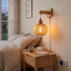 Plug In Wall Light | Woven Bamboo Wall Sconce with Wooden Arm for Bedroom, Bedside & Living Room | No Wiring, UK Plug, LED Bulb Included, 3 Shades