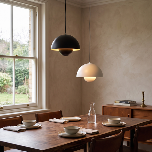 Nordic dome bud pendant lights over a dining table