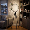 Floor Lamp | Modern LED Ring Corner Lamp for Living Room, Bedroom & Reading Nook | Tripod Stand with Foot Switch, 150cm, Black, White or Gold