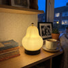 Rechargeable Table Lamp | Pear-Shaped Glass Bedside Lamp for Bedroom, Shelf & Living Room | Cordless Touch Dimming LED, Cream or Milky White