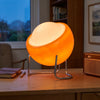 Table Lamp | Retro Orange Glass Globe Desk Lamp for Bedroom, Bedside & Study | Chrome Wire Stand, USB Powered, 3-Colour Dimmable LED